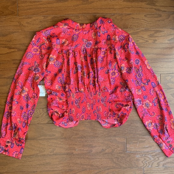 NWT Free People I Got You Crop Top Long Sleeve Boho Floral Size Large - Picture 13 of 14